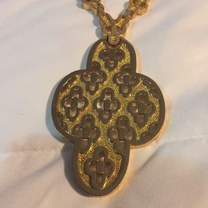 Monet Vintage Clover Cross Statement Necklace